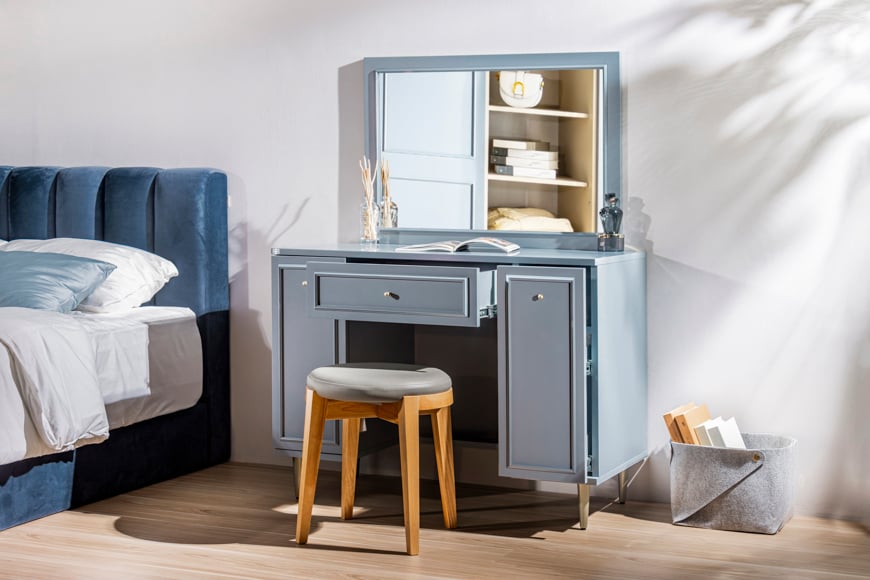 Bộ bàn trang điểm Mika Blue grey+ Gương
