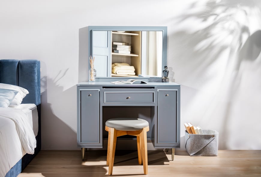 Bộ bàn trang điểm Mika Blue grey+ Gương